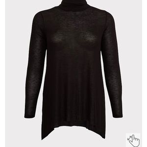 SUPER SOFT PLUSH TURTLENECK SHARKBITE HEM TUNIC SWEATSHIRT